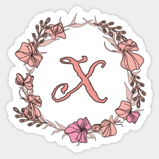 Letter X Rose Pink Initial Monogram - Letter x Sticker